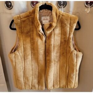 Vtg EP Pro Womens Vest Large Brown Faux Fur Jacket Sleeveless Western Y2K 15752x